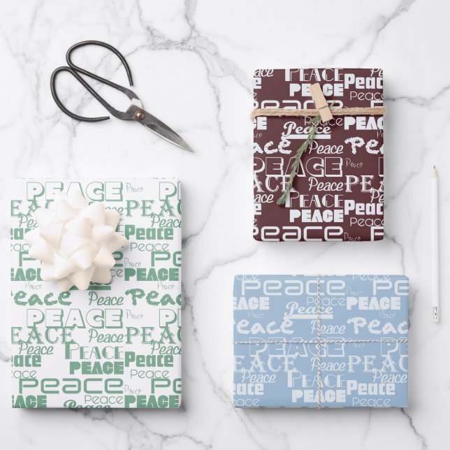 Feuille De Papier Cadeau Inspiration Paix Vert Blanc  (Recto)