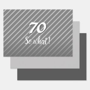 Feuille De Papier Cadeau Inspirationnel Moderne Elégant Grey 70e anniversai