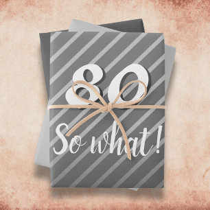 Feuille De Papier Cadeau Inspirationnel Moderne Élégant Gris 80e Anniversai