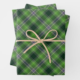 Feuille De Papier Cadeau Inspiré par la nature Tartan vert et violet à carr