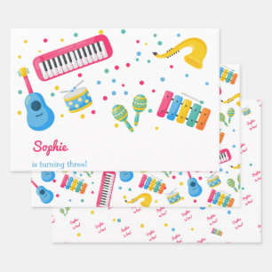 Feuille De Papier Cadeau Instruments de musique anniversaire de enfant