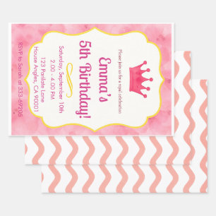 Feuille De Papier Cadeau Invitation d'anniversaire de la Couronne rose   za