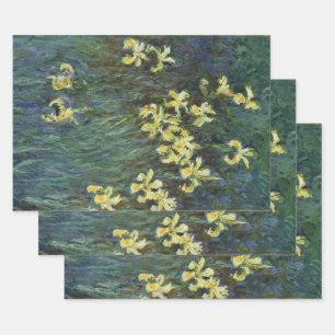 Feuille De Papier Cadeau Iris jaunes par Claude Monet, Beaux-arts vintage