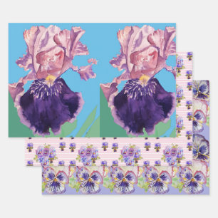 Feuille De Papier Cadeau Iris Violet Iris Iris fleur Aquarelle Peinture
