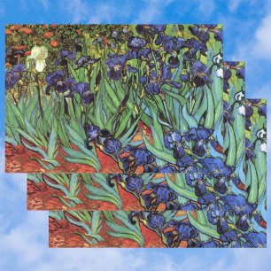 Feuille De Papier Cadeau Irises de Vincent van Gogh, Jardin Vintage
