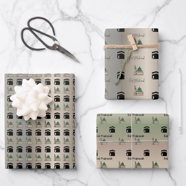 Feuille De Papier Cadeau Islamic Gift Wrapping Paper – Kaaba & Prophet’s Mo (Recto)