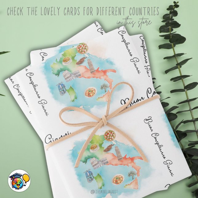 Feuille De Papier Cadeau Italien Joyeux Anniversaire, Buon Compleanno papie (Créateur téléchargé)