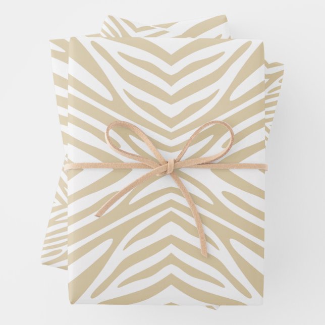 Feuille De Papier Cadeau Ivory Neutral Zebra (En situation)