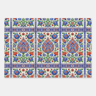 Feuille De Papier Cadeau Iznik - Turkish Ottoman pattern with flowers tulip