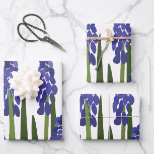 Feuille De Papier Cadeau Jacinthe des vignes fleur florale bleu violet