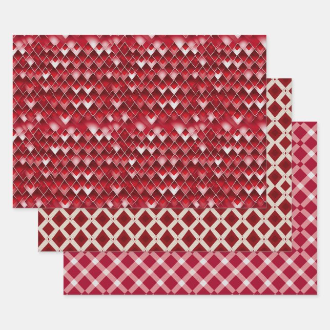Feuille De Papier Cadeau Jacquard moderne Valentine Motif Set No2 (Lot)