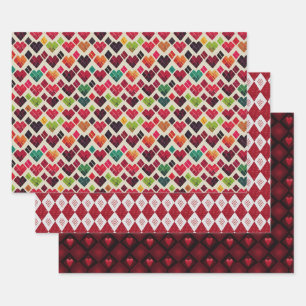 Feuille De Papier Cadeau Jacquard moderne Valentine Motif Set No6