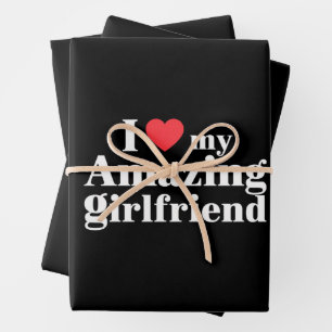 Feuille De Papier Cadeau J'adore ma copine incroyable Je ♥ ma petite amie s