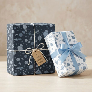 Feuille De Papier Cadeau J'Ai Besoin D'Espace UFO Rocket Planet Motif migne