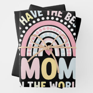 Feuille De Papier Cadeau J'Ai La Meilleure Maman Au Monde Boho Rainbow