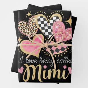 Feuille De Papier Cadeau J'aime être appelée Mimi Grand-mère Maman pour la