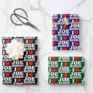 Feuille De Papier Cadeau J'aime Joe Biden   Joe Biden Heart Don