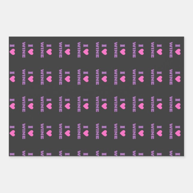 Feuille De Papier Cadeau J'Aime Le Vin, J'Aime Le Vin (Devant)