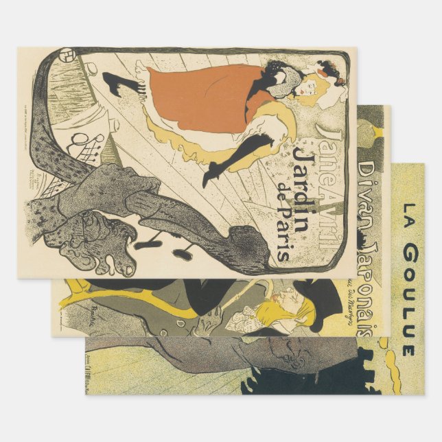 Feuille De Papier Cadeau Jane Avril de la danseuse Art nouveau par Toulouse (Lot)
