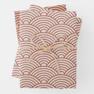 Feuille De Papier Cadeau Japanese Seigaiha Wave   Boho Terracotta Brown