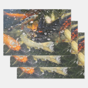 Feuille De Papier Cadeau Japonais Carpe Koi Poisson Natation