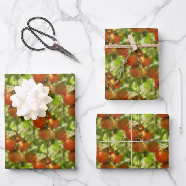 Feuille De Papier Cadeau Jardin Cherry Tomates Motif de la nature   (Recto)
