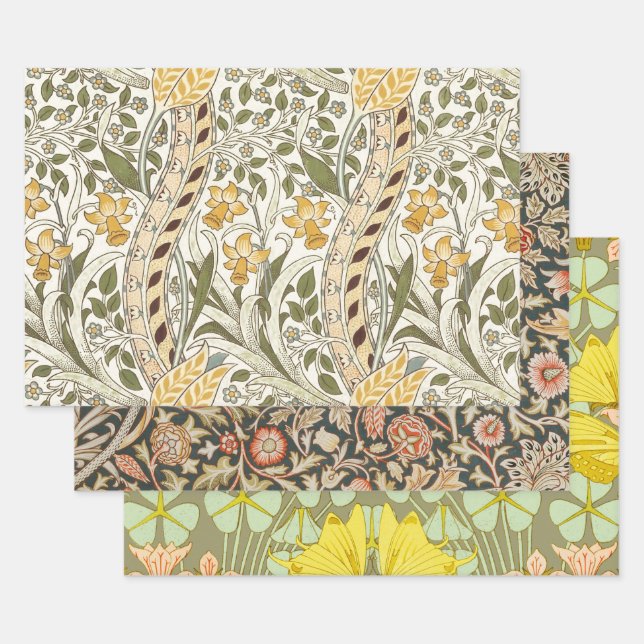 Feuille De Papier Cadeau Jardin de jonquilles de William Morris Fleur Class (Lot)