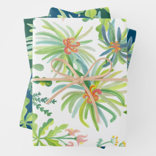 Feuille De Papier Cadeau Jardin de la jungle Aquarelle Botanique Florale