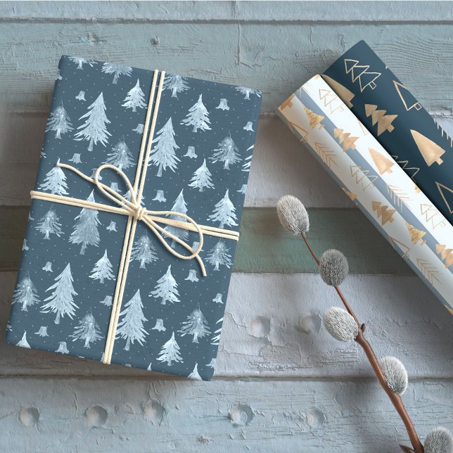 Feuille De Papier Cadeau Jardin de Noël bleu (Créateur téléchargé)