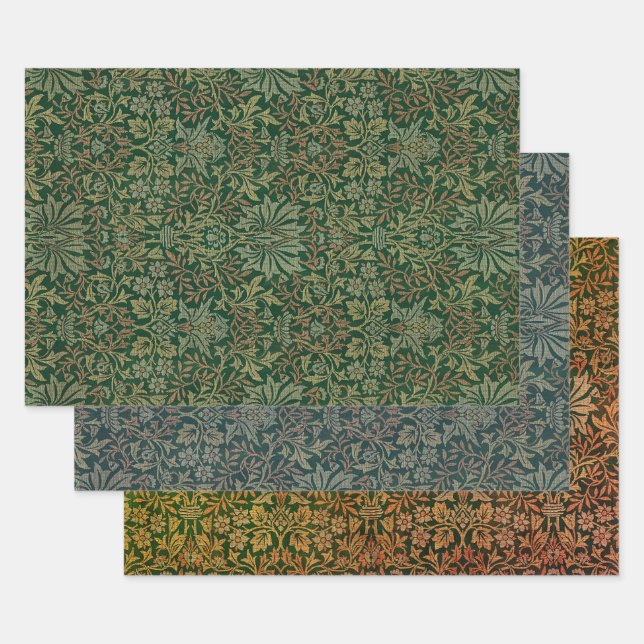 Feuille De Papier Cadeau Jardin de William Morris - Verts (Lot)