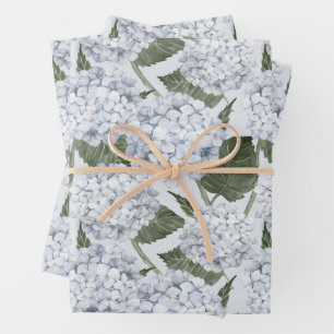 Feuille De Papier Cadeau Jardin Floral d'Hydrangea Bleue 