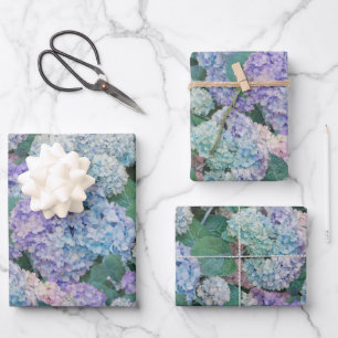 Feuille De Papier Cadeau Jardin Floral Vintage Blue Hydrangea