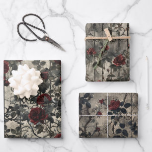 Feuille De Papier Cadeau Jardin gothique victorien Rose Motif