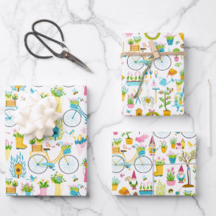 Feuille De Papier Cadeau jardin printanier