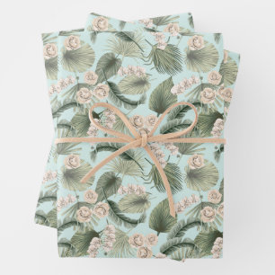 Feuille De Papier Cadeau Jardin tropical Motif orchidée et palmier