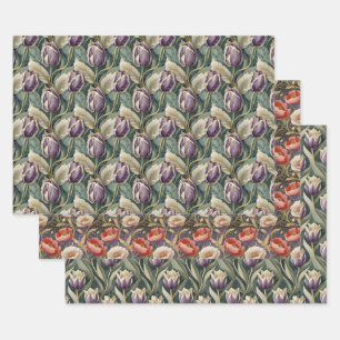Feuille De Papier Cadeau JARDINS ÉLÉGANTS, Tulipes et Poppies