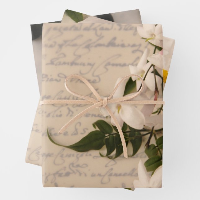 Feuille De Papier Cadeau Jasmine sur l'ancienne écriture (En situation)