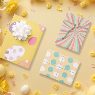 Feuille De Papier Cadeau Jaune coloré Jeu d'OEufs de Pâques ensemble de 3