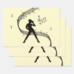 Feuille De Papier Cadeau Jazz Dance Musique jaune