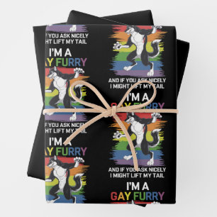 Feuille De Papier Cadeau Je suis une Gay Furry Fox Rainbow Pride LGBTQ