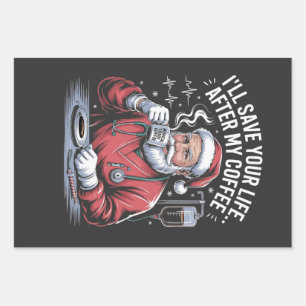 Feuille De Papier Cadeau Je te sauverai la vie après mon Noël au café