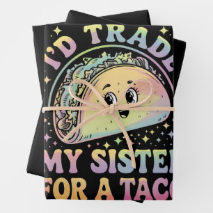 Feuille De Papier Cadeau Je troquerais ma sœur contre un taco Cinco De Mayo