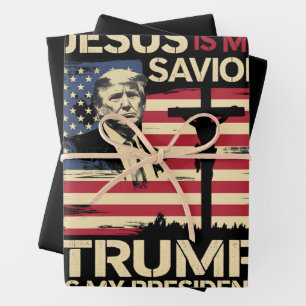 Feuille De Papier Cadeau Jésus est mon sauveur Trump est mon président Drap