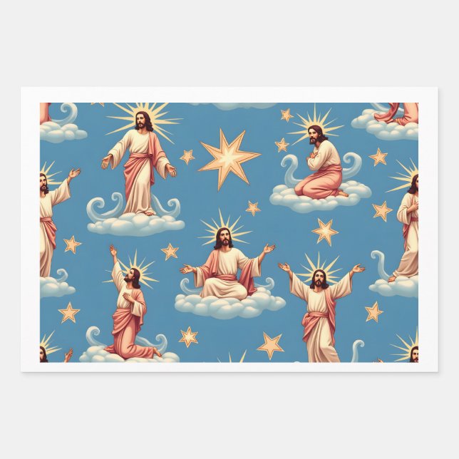 Feuille De Papier Cadeau Jésus Motif sans Seamless Religion Cadeau Christia (Devant)