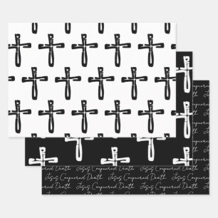 Feuille De Papier Cadeau Jésus sur la Croix Conquise la mort