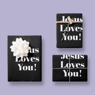 Feuille De Papier Cadeau Jésus t'aime !   Style de type rétro-moderne