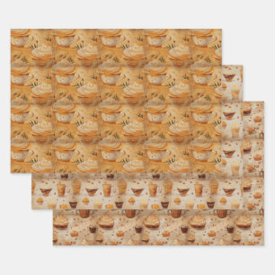 Feuille De Papier Cadeau Jeu d'aquarelle rustique Vintage café No1