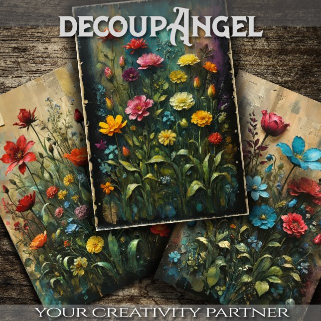 Feuille De Papier Cadeau Jeu de 3 - Jardin des couleurs - Découpage - (Créateur téléchargé)