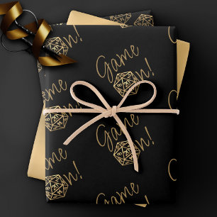 Feuille De Papier Cadeau Jeu de JDR   Tabletop Rétro Gamer Fantasy Or