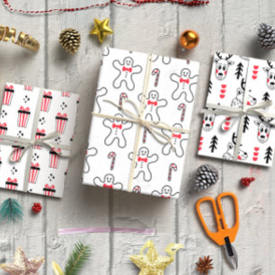 Feuille De Papier Cadeau Jeu de Noël de style scandinave 3